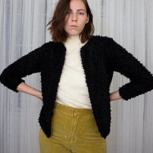 H&M Black Fuzzy Teddy Bear Cardigan